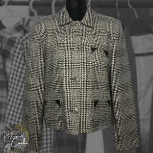 Harve Benard Plaid Tweed Button Up Blazer - Size 8